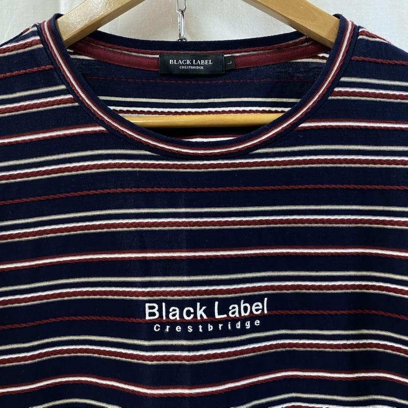 ブラックレーベル・クレストブリッジ BLACK LABEL CRESTBRIDGE Tシャツ 半袖 ロープボーダーTシャツ NAVY L L ロゴ、文字 X ボーダー柄 紺 / ネイビー / navy メンズ USED 古着 中古 50128687