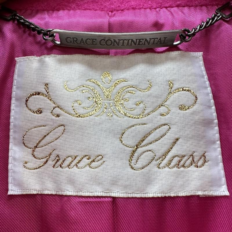 グレースコンチネンタル GRACE CONTINENTAL コート コート一般 ビジュー ボタン コクーン メルトン ロング コート 34 桃 / ピンク / pink レディース USED 古着 中古 50128758