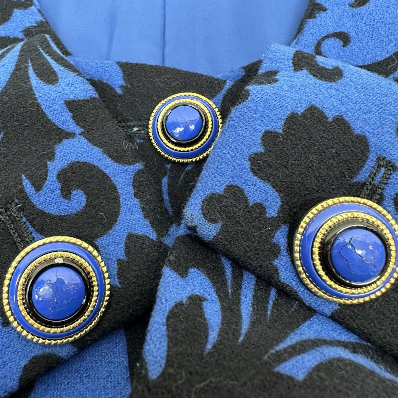 ジャンニヴェルサーチ GIANNI VERSACE ジャケット、上着 ジャケット、ブレザー イタリア製 花柄 ノーカラー ジャケット - 青 / ブルー / blue X 黒 / ブラック / black レディース USED 古着 中古 50128826