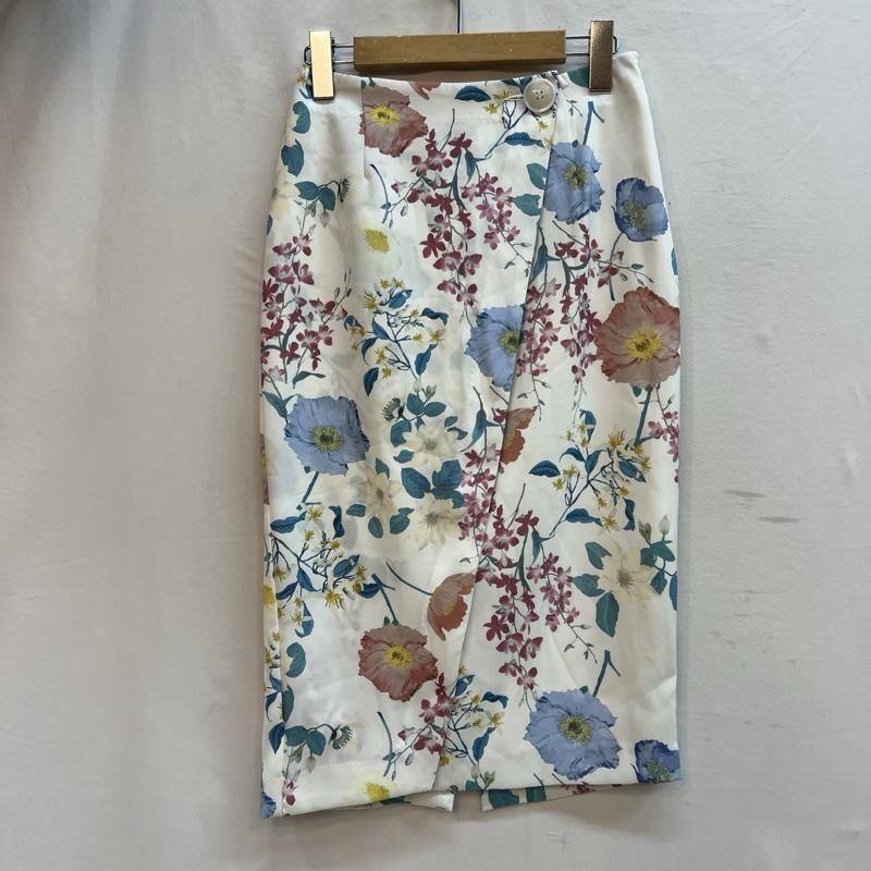 エイミーイストワール eimy istoire スカート ひざ丈スカート 花柄 フラワー タイトスカート S 白 / ホワイト / white レディース USED 古着 中古 50128899