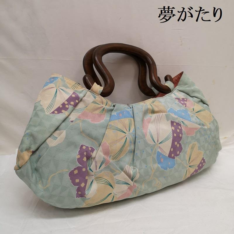 古着 USED ハンドバッグ ハンドバッグ 夢がたり 着物 リメイク バッグ バンブーハンドル 帯バッグ - 青 / ブルー / blue レディース USED 古着 中古 50128914