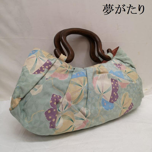 古着 USED ハンドバッグ ハンドバッグ 夢がたり 着物 リメイク バッグ バンブーハンドル 帯バッグ - 青 / ブルー / blue レディース USED 古着 中古 50128914