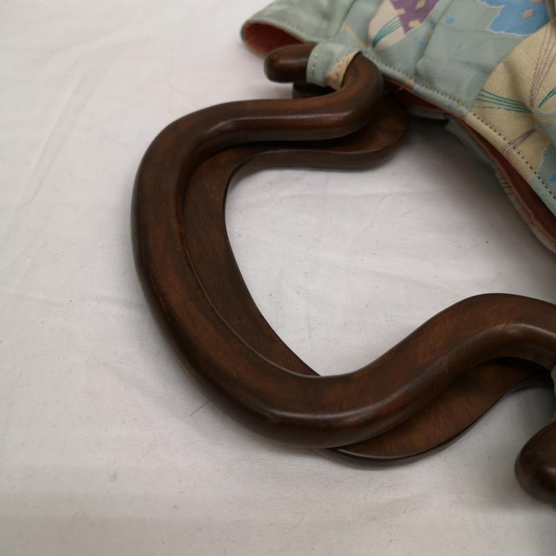 古着 USED ハンドバッグ ハンドバッグ 夢がたり 着物 リメイク バッグ バンブーハンドル 帯バッグ - 青 / ブルー / blue レディース USED 古着 中古 50128914