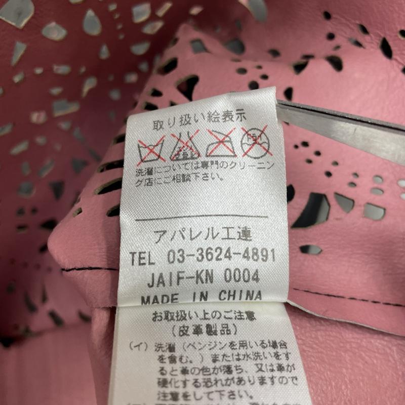 古着 USED セットアップ セットアップ Zelal MOTOMACHI 豚皮 リアルレザー ノーカラー ジャケット 巻き ラップスカート セットアップ 9号 レース柄 黒 / ブラック / black X 桃 / ピンク / pink レディース USED 古着 中古 50128925