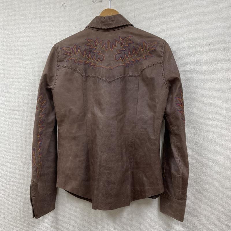 古着 USED ジャケット、上着 レザージャケット MARC LAURENT レザー ウエスタン シャツ ジャケット 本革 牛革 メキシコ製 ハンドメイド S 刺繍 X ネイティブ柄 茶 / ブラウン / brown レディース USED 古着 中古 50128935