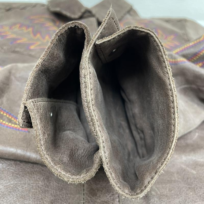 古着 USED ジャケット、上着 レザージャケット MARC LAURENT レザー ウエスタン シャツ ジャケット 本革 牛革 メキシコ製 ハンドメイド S 刺繍 X ネイティブ柄 茶 / ブラウン / brown レディース USED 古着 中古 50128935