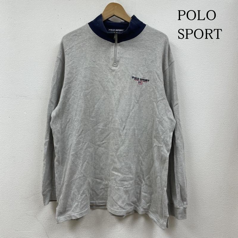 ポロスポーツラルフローレン POLOSPORT トレーナー 長袖 RALPH LAUREN 星条旗 ハーフジップ トレーナー ロゴ 刺繍 スウェット LL ロゴ、文字 X 刺繍 灰 / グレー / gray メンズ USED 古着 中古 50128971