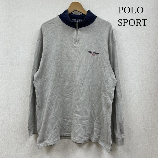 ポロスポーツラルフローレン POLOSPORT トレーナー 長袖 RALPH LAUREN 星条旗 ハーフジップ トレーナー ロゴ 刺繍 スウェット LL ロゴ、文字 X 刺繍 灰 / グレー / gray メンズ USED 古着 中古 50128971