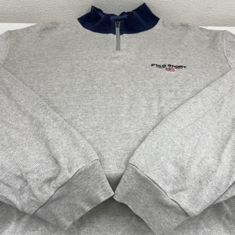 ポロスポーツラルフローレン POLOSPORT トレーナー 長袖 RALPH LAUREN 星条旗 ハーフジップ トレーナー ロゴ 刺繍 スウェット LL ロゴ、文字 X 刺繍 灰 / グレー / gray メンズ USED 古着 中古 50128971