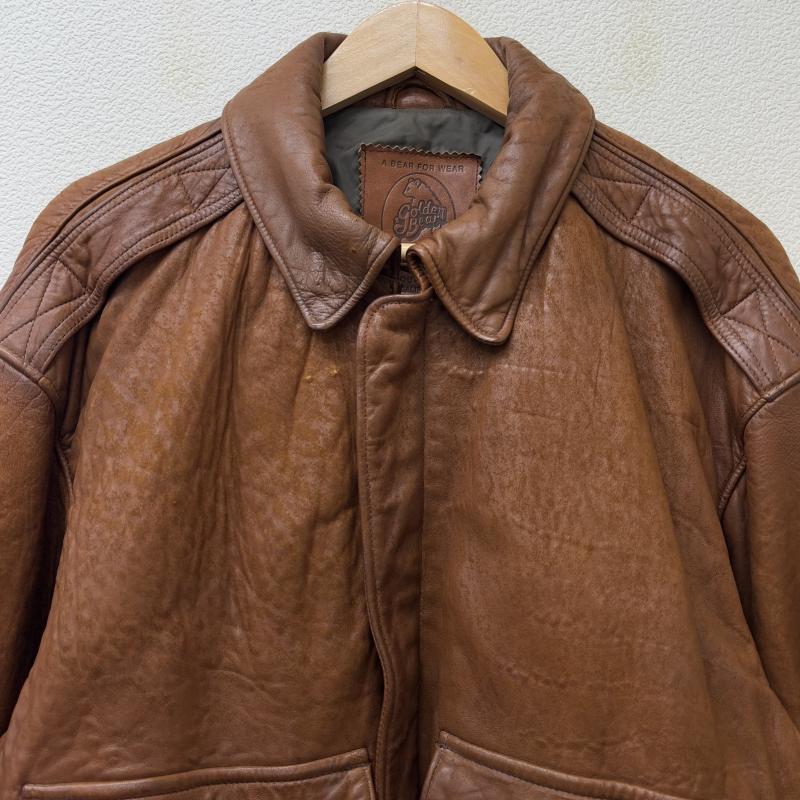 ゴールデンベア Golden Bear ジャケット、上着 レザージャケット USA製 TALON ロケットタロン SCOVILL スコビルボタン 中綿 A-2タイプ レザー フライト ジャケット 茶色 ブラウン 38 茶 / ブラウン / brown メンズ USED 古着 中古 50128985