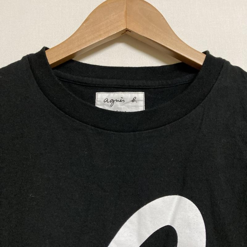 アニエス・ベー agnes b. Tシャツ 半袖 agnes b. pour × ADAME ET ROPE アニエスベー アダムエロぺ 半袖 ビッグb. ロゴプリント クルーネック Tシャツ M EY16SCV7 M ロゴ、文字 X プリント 黒 / ブラック / black レディース USED 古着 中古 50129077