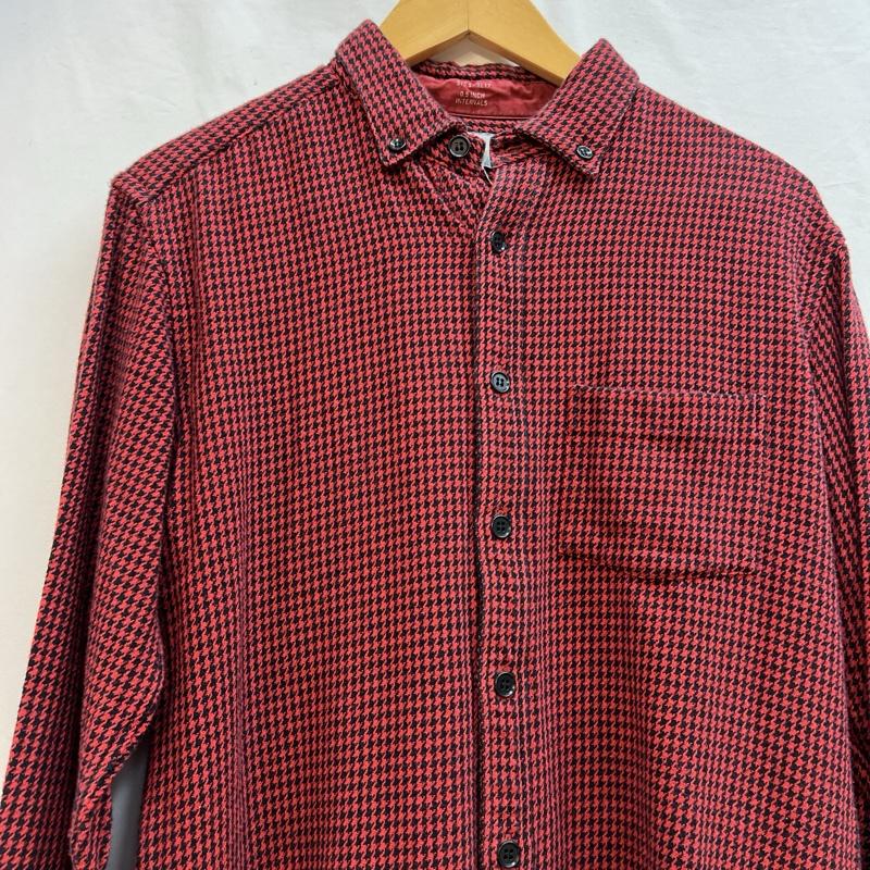 デラックス DELUXE シャツ、ブラウス 長袖 千鳥格子 フランネル ボタンダウンシャツ M 赤 / レッド / red メンズ USED 古着 中古 50129251