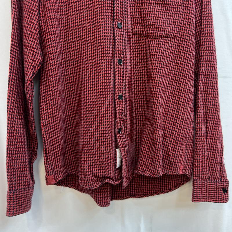 デラックス DELUXE シャツ、ブラウス 長袖 千鳥格子 フランネル ボタンダウンシャツ M 赤 / レッド / red メンズ USED 古着 中古 50129251