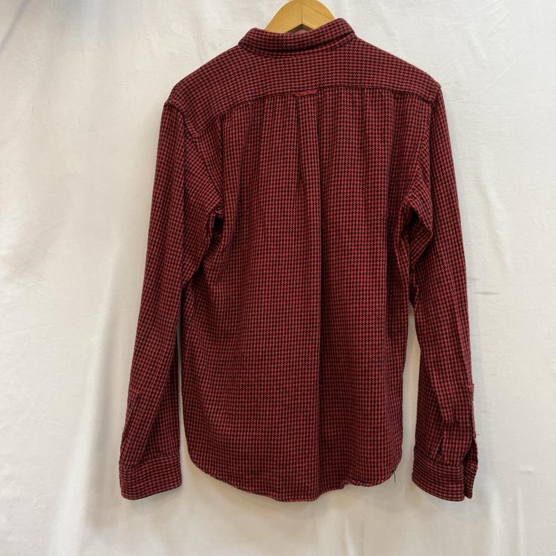 デラックス DELUXE シャツ、ブラウス 長袖 千鳥格子 フランネル ボタンダウンシャツ M 赤 / レッド / red メンズ USED 古着 中古 50129251