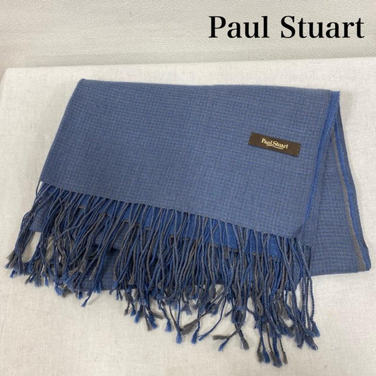 ポールスチュアート PAUL STUART マフラー マフラー ストール フリンジ 2WAY 千鳥格子 - 千鳥格子 青 / ブルー / blue X 灰 / グレー / gray メンズ USED 古着 中古 50129271