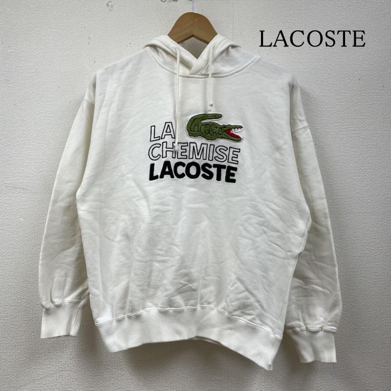 ラコステ LACOSTE パーカー 長袖 CHEMISE 90s ロゴ ワニ 刺繍 スウェット プルオーバー パーカー フーディー D-TK 9029 2 ロゴ、文字 X 刺繍 白 / ホワイト / white メンズ USED 古着 中古 50129294