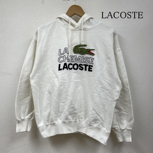 ラコステ LACOSTE パーカー 長袖 CHEMISE 90s ロゴ ワニ 刺繍 スウェット プルオーバー パーカー フーディー D-TK 9029 2 ロゴ、文字 X 刺繍 白 / ホワイト / white メンズ USED 古着 中古 50129294