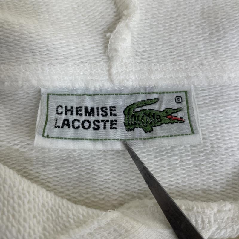 ラコステ LACOSTE パーカー 長袖 CHEMISE 90s ロゴ ワニ 刺繍 スウェット プルオーバー パーカー フーディー D-TK 9029 2 ロゴ、文字 X 刺繍 白 / ホワイト / white メンズ USED 古着 中古 50129294