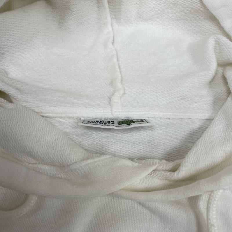 ラコステ LACOSTE パーカー 長袖 CHEMISE 90s ロゴ ワニ 刺繍 スウェット プルオーバー パーカー フーディー D-TK 9029 2 ロゴ、文字 X 刺繍 白 / ホワイト / white メンズ USED 古着 中古 50129294