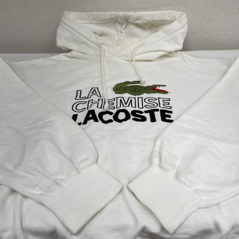 ラコステ LACOSTE パーカー 長袖 CHEMISE 90s ロゴ ワニ 刺繍 スウェット プルオーバー パーカー フーディー D-TK 9029 2 ロゴ、文字 X 刺繍 白 / ホワイト / white メンズ USED 古着 中古 50129294