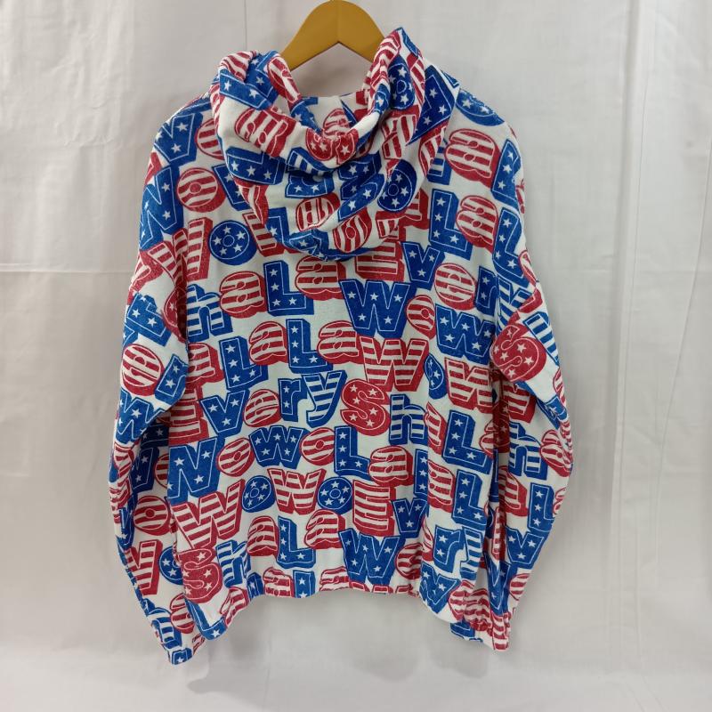 ヒステリックグラマー HYSTERIC GLAMOUR パーカー 長袖 HYSTERIC GLAMOUR ヒステリックグラマー 総柄 SHA-LA-LA柄 パイル地 ハーフZIP プルオーバー 01193CF07 FREE 総柄 白 / ホワイト / white X 青 / ブルー / blue X 赤 / レッド / red レディース USED 古着 中古 50129359