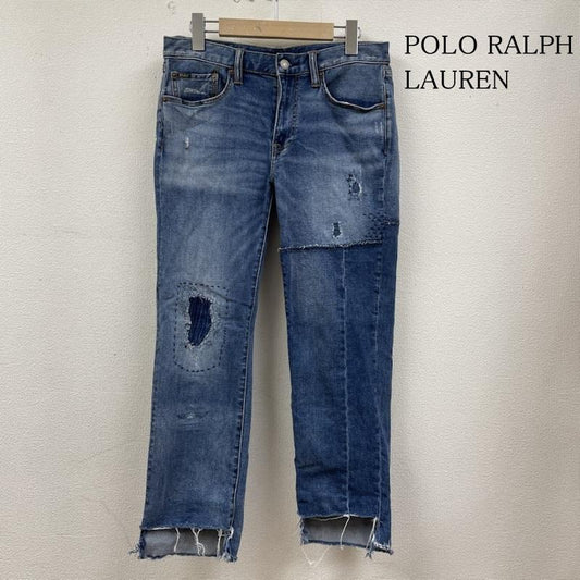 ポロラルフローレン POLO RALPH LAUREN パンツ デニム、ジーンズ スキニー パンツ デニム ジップフライ ジーンズ ジーパン カットオフ ダメージ加工 28インチ ロゴ、文字 インディゴ / インディゴ / Indigo レディース USED 古着 中古 50129365