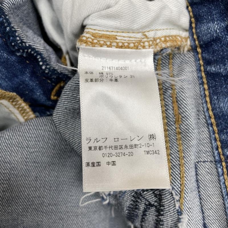 ポロラルフローレン POLO RALPH LAUREN パンツ デニム、ジーンズ スキニー パンツ デニム ジップフライ ジーンズ ジーパン カットオフ ダメージ加工 28インチ ロゴ、文字 インディゴ / インディゴ / Indigo レディース USED 古着 中古 50129365