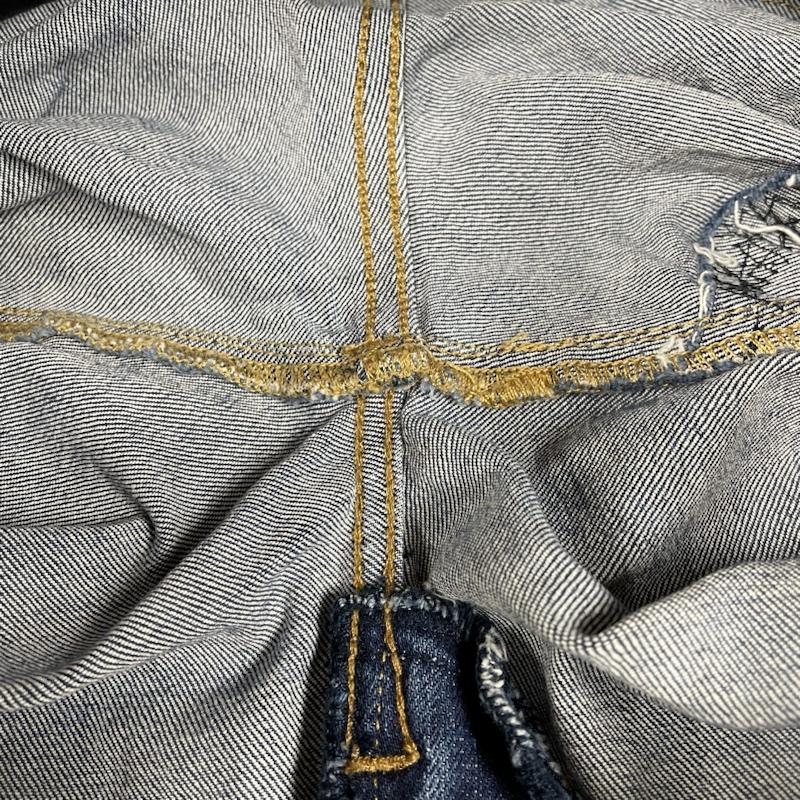 ポロラルフローレン POLO RALPH LAUREN パンツ デニム、ジーンズ スキニー パンツ デニム ジップフライ ジーンズ ジーパン カットオフ ダメージ加工 28インチ ロゴ、文字 インディゴ / インディゴ / Indigo レディース USED 古着 中古 50129365