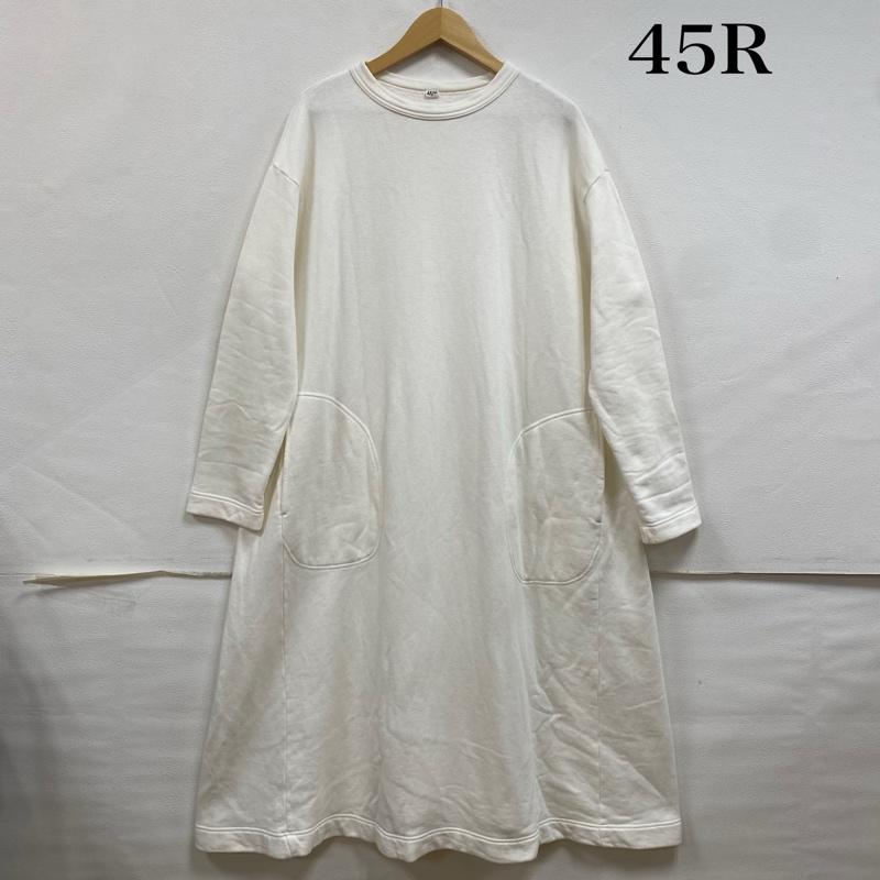 フォーティファイブ・アール 45R ワンピース ロングスカート クルーネック スウェット ワンピース ドレス 裏起毛 61250014 M 無地 白 / ホワイト / white レディース USED 古着 中古 50129541