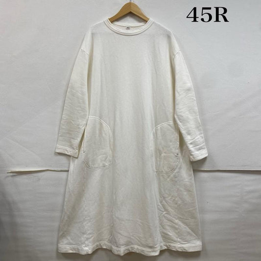 フォーティファイブ・アール 45R ワンピース ロングスカート クルーネック スウェット ワンピース ドレス 裏起毛 61250014 M 無地 白 / ホワイト / white レディース USED 古着 中古 50129541