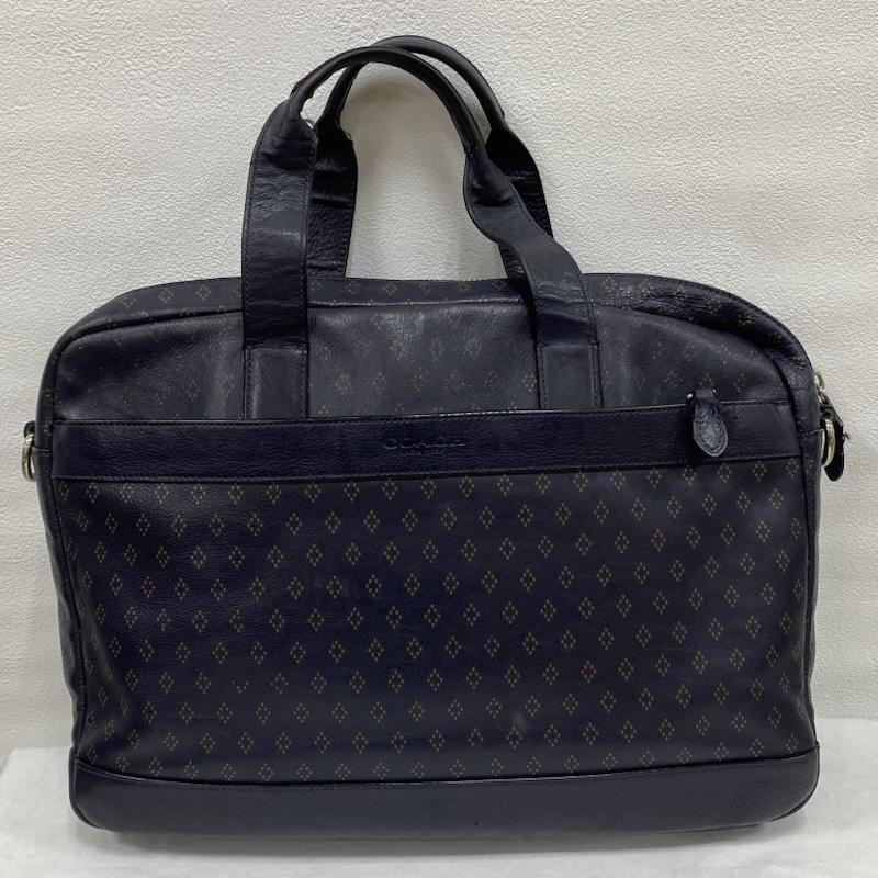 コーチ COACH ブリーフケース、書類かばん ブリーフケース、書類かばん 2WAY ビジネスバッグ ブリーフケース HUDSON BAG IN SMOOTH LEATHER レザー シボ革 - 総柄 X ロゴ、文字 紺 / ネイビー / navy メンズ USED 古着 中古 50129631