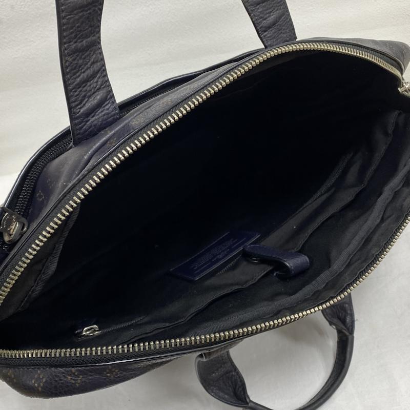 コーチ COACH ブリーフケース、書類かばん ブリーフケース、書類かばん 2WAY ビジネスバッグ ブリーフケース HUDSON BAG IN SMOOTH LEATHER レザー シボ革 - 総柄 X ロゴ、文字 紺 / ネイビー / navy メンズ USED 古着 中古 50129631