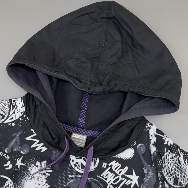 ナイキ NIKE パーカー 長袖 319157-010 ナイロン スウェット コンビ プルオーバー フーディ 長袖 パーカー 黒 ブラック ビッグサイズ - 黒 / ブラック / black メンズ USED 古着 中古 50129652