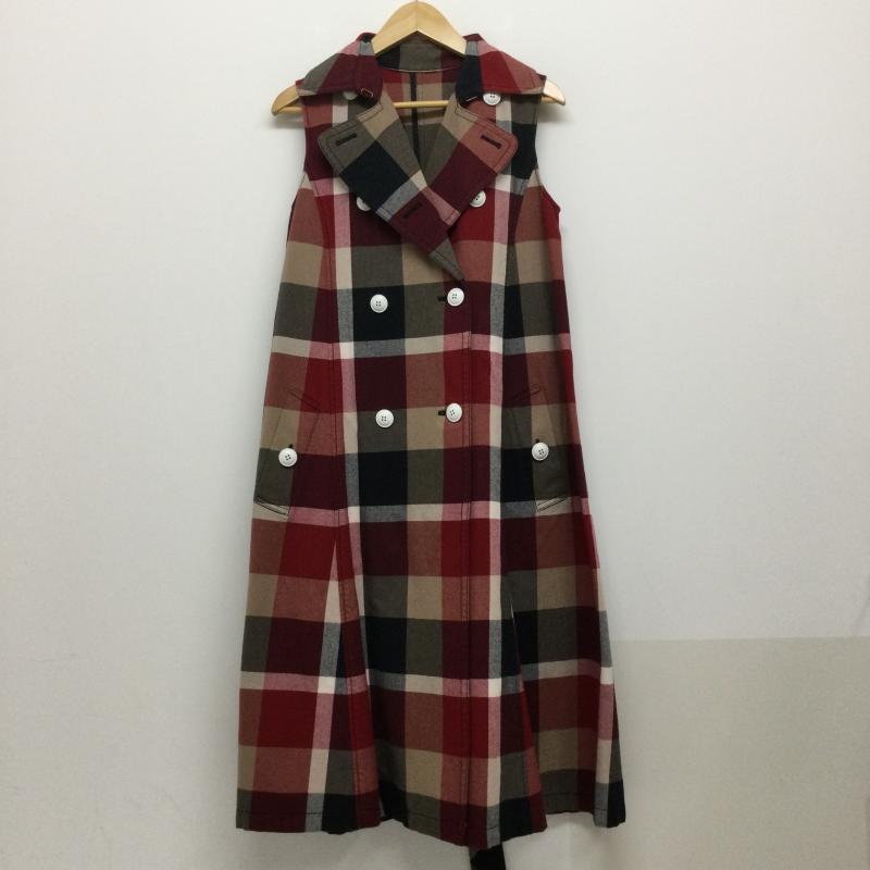 ブルーレーベル・クレストブリッジ BLUE LABEL CRESTBRIDGE ワンピース ロングスカート bluelabelcrestbridge　赤チェック　トレンチワンピース　ジレ　ベルト 38 チェック 赤 / レッド / red レディース USED 古着 中古 50129686