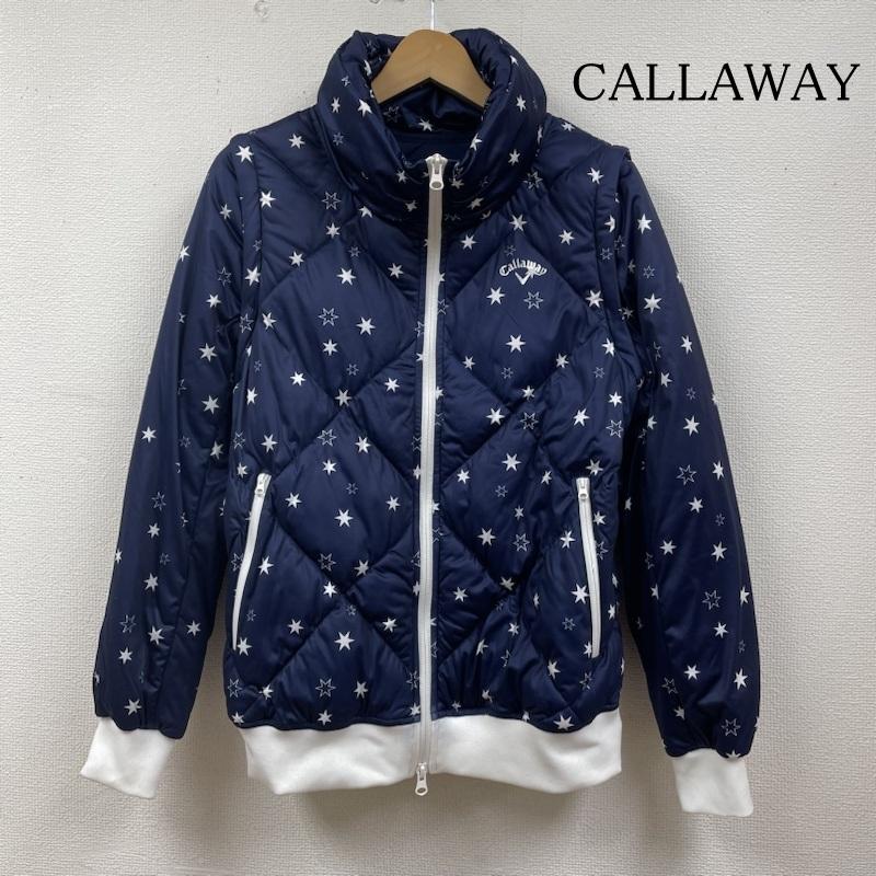 キャロウェイ CALLAWAY ジャケット、上着 ジャンパー、ブルゾン ゴルフウェア 2WAY 中綿 ブルゾン ジャケット フルジップ 星柄 総柄 袖着脱式 241-8210806 L プリント X 総柄 X 星 白 / ホワイト / white X 青 / ブルー / blue レディース USED 古着 中古 50129698