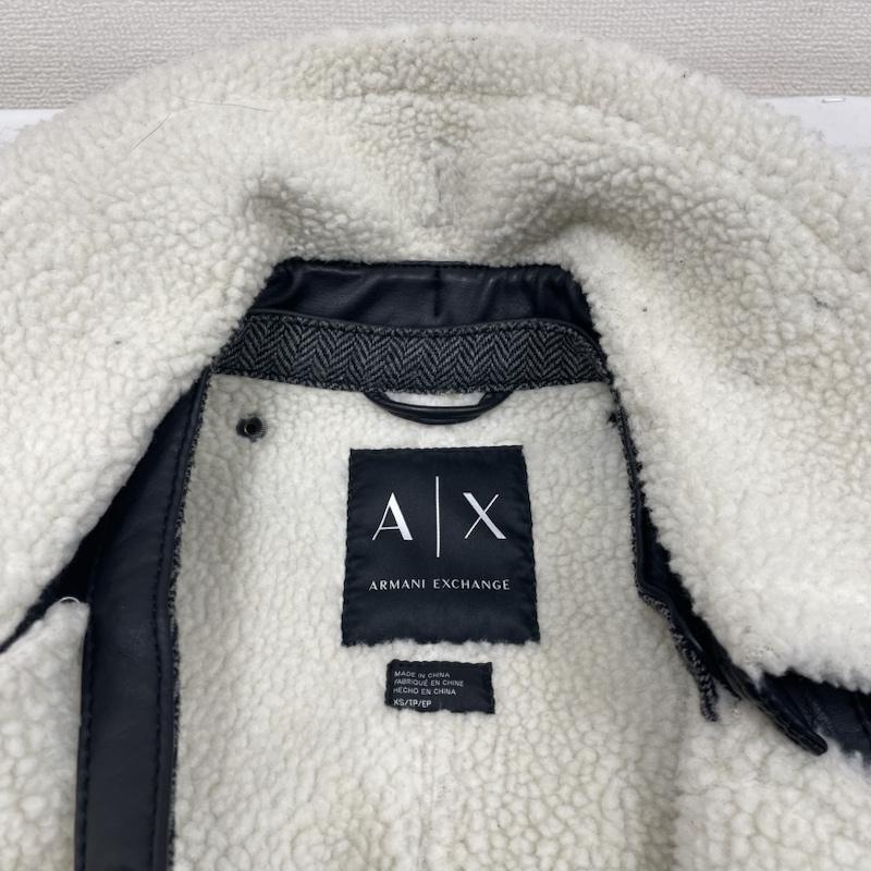 アルマーニエクスチェンジ ARMANI EXCHANGE ジャケット、上着 ジャンパー、ブルゾン ライダース ムートン風 コート ジャケット ヘリンボーン柄 ジップアップ ボア XS  黒 / ブラック / black レディース USED 古着 中古 50129701