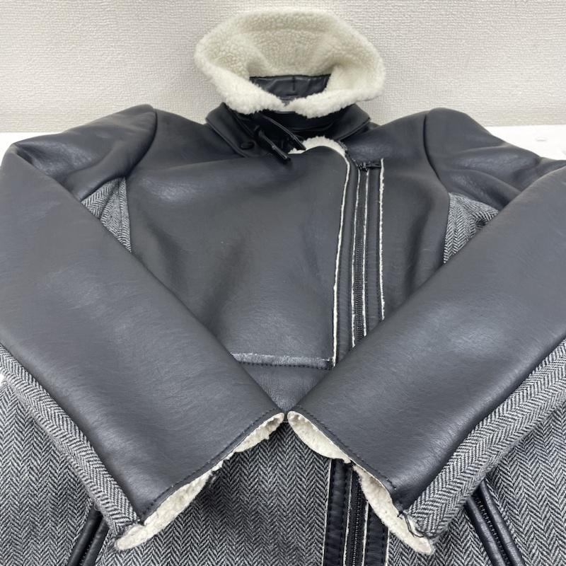 アルマーニエクスチェンジ ARMANI EXCHANGE ジャケット、上着 ジャンパー、ブルゾン ライダース ムートン風 コート ジャケット ヘリンボーン柄 ジップアップ ボア XS  黒 / ブラック / black レディース USED 古着 中古 50129701