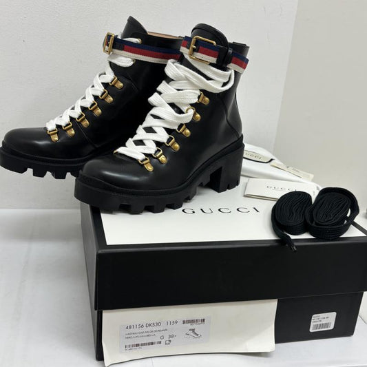 グッチ GUCCI ブーツ 一般 アンクルブーツ481156 ストラップ レザー サイズ 38 - レディース USED 古着 中古 50129711