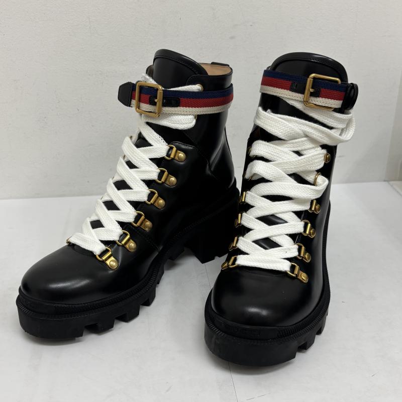 グッチ GUCCI ブーツ 一般 アンクルブーツ481156 ストラップ レザー サイズ 38 - レディース USED 古着 中古 50129711