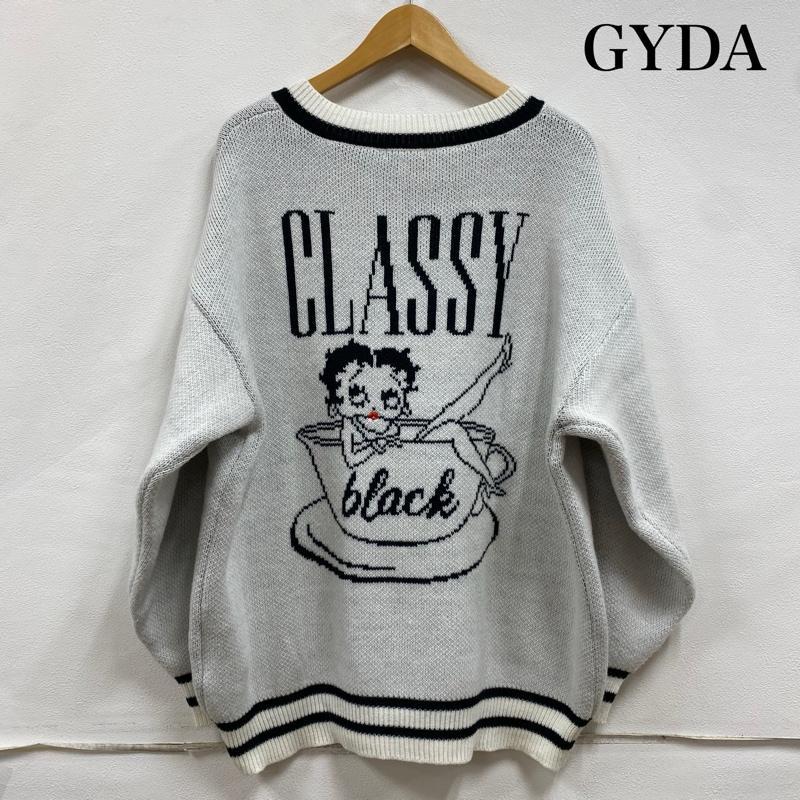 ジェイダ GYDA ニット、セーター 長袖 BETTY BOOP コラボ Vネック LOOSE ニット セーター リブライン 072452634701-01 FREE ロゴ、文字 X キャラクター 白 / ホワイト / white X 黒 / ブラック / black レディース USED 古着 中古 50129751