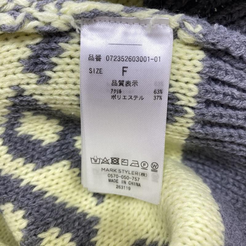 ジェイダ GYDA ニット、セーター 長袖 FRENEMY KNIT TOPS ジャカード ローゲージ ニット セーター 072352603001-01 FREE ロゴ、文字 X 総柄 灰 / グレー / gray X 黄 / イエロー / yellow レディース USED 古着 中古 50129753