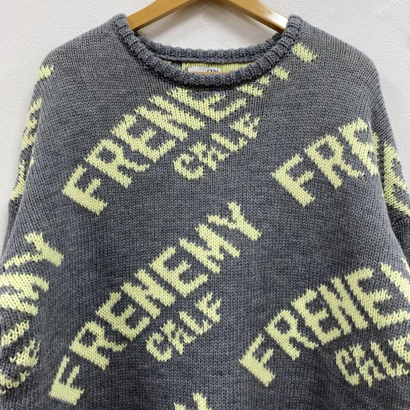 ジェイダ GYDA ニット、セーター 長袖 FRENEMY KNIT TOPS ジャカード ローゲージ ニット セーター 072352603001-01 FREE ロゴ、文字 X 総柄 灰 / グレー / gray X 黄 / イエロー / yellow レディース USED 古着 中古 50129753