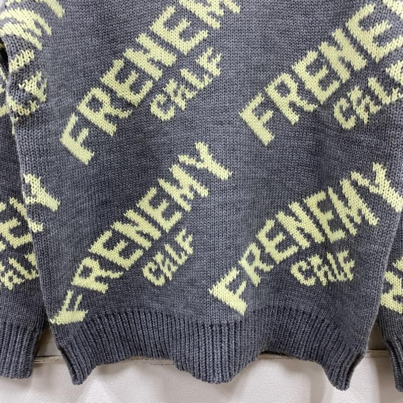 ジェイダ GYDA ニット、セーター 長袖 FRENEMY KNIT TOPS ジャカード ローゲージ ニット セーター 072352603001-01 FREE ロゴ、文字 X 総柄 灰 / グレー / gray X 黄 / イエロー / yellow レディース USED 古着 中古 50129753