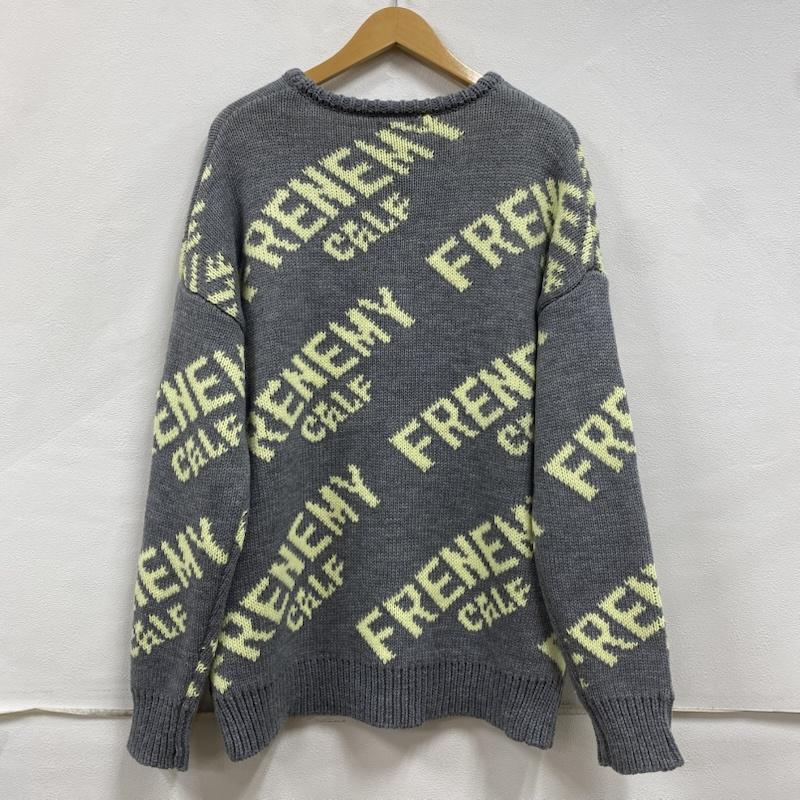 ジェイダ GYDA ニット、セーター 長袖 FRENEMY KNIT TOPS ジャカード ローゲージ ニット セーター 072352603001-01 FREE ロゴ、文字 X 総柄 灰 / グレー / gray X 黄 / イエロー / yellow レディース USED 古着 中古 50129753