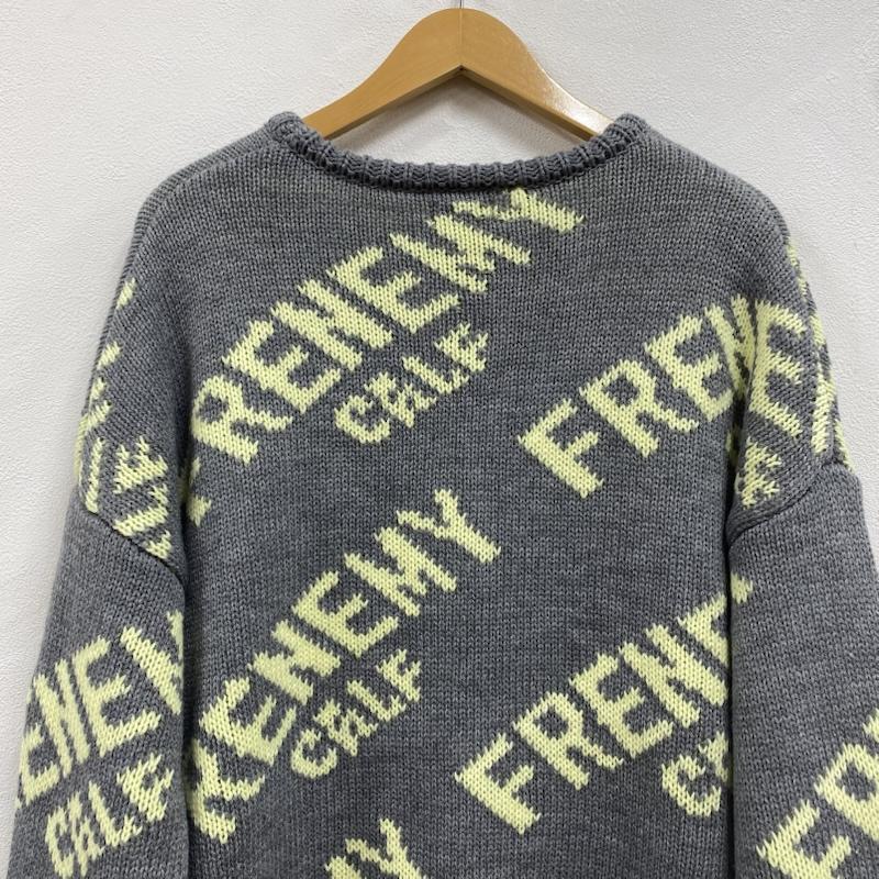 ジェイダ GYDA ニット、セーター 長袖 FRENEMY KNIT TOPS ジャカード ローゲージ ニット セーター 072352603001-01 FREE ロゴ、文字 X 総柄 灰 / グレー / gray X 黄 / イエロー / yellow レディース USED 古着 中古 50129753