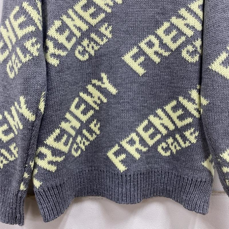 ジェイダ GYDA ニット、セーター 長袖 FRENEMY KNIT TOPS ジャカード ローゲージ ニット セーター 072352603001-01 FREE ロゴ、文字 X 総柄 灰 / グレー / gray X 黄 / イエロー / yellow レディース USED 古着 中古 50129753