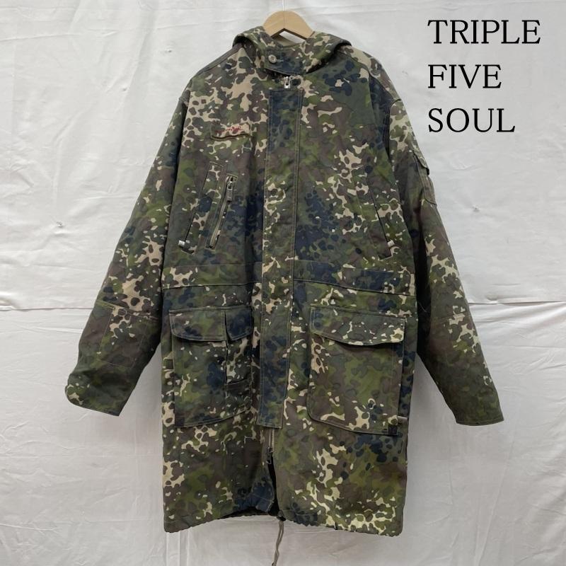 古着 USED コート コート一般 TRIPLE FIVE SOUL モッズ コート 90s カモフラ ミリタリー フルジップ ジャケット パッチ ロゴ 刺繍 XL カモフラージュ柄・迷彩 マルチカラー / マルチカラー / multicolor メンズ USED 古着 中古 50129754