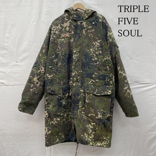古着 USED コート コート一般 TRIPLE FIVE SOUL モッズ コート 90s カモフラ ミリタリー フルジップ ジャケット パッチ ロゴ 刺繍 XL カモフラージュ柄・迷彩 マルチカラー / マルチカラー / multicolor メンズ USED 古着 中古 50129754