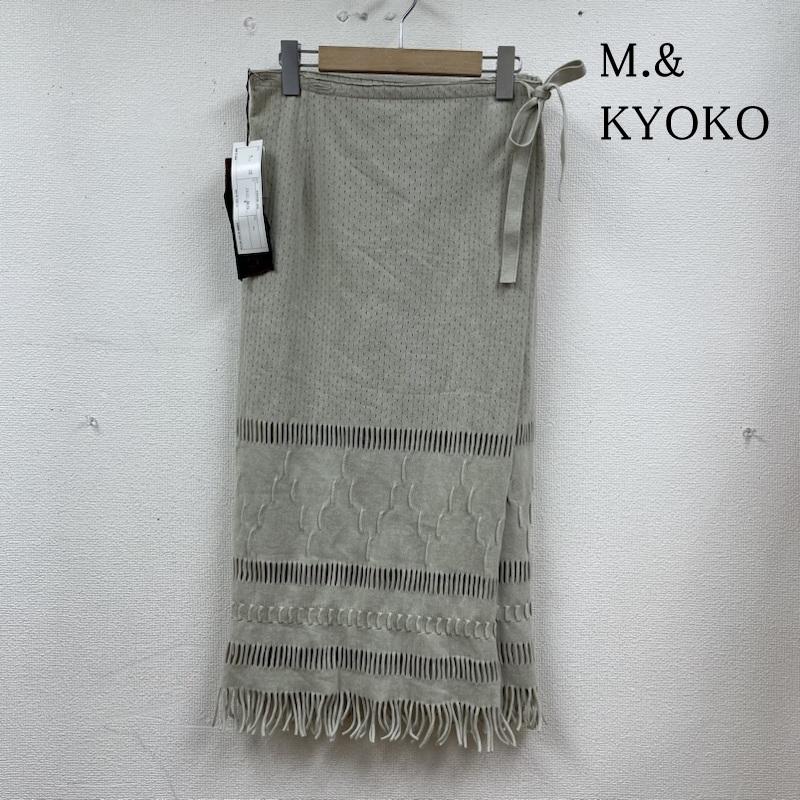 古着 USED スカート ロングスカート M.&KYOKO ラップ ロング 巻きスカート ウエスタン 透かし模様 フリンジ タグ付き サイドリボン M  アイボリー / アイボリー / レディース USED 古着 中古 50129810