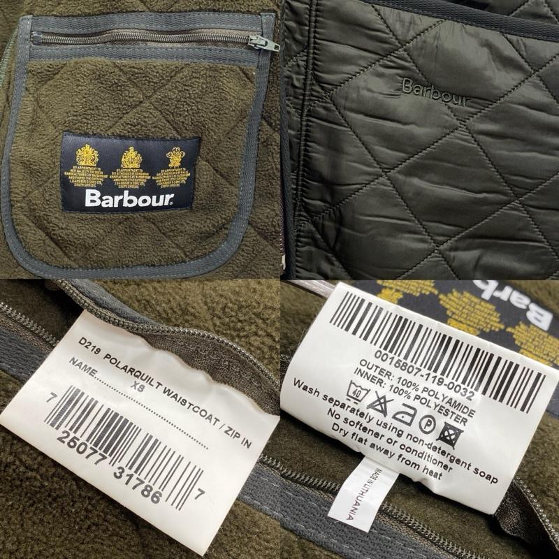 バーブァー Barbour ベスト ベスト POLAR QUILTS ポーラーキルト キルティング ベスト 裏フリース ジップアップ D219 XS ワンポイント X ロゴ、文字 X 刺繍 カーキオリーブ / カーキオリーブ / X オリーブグリーン / オリーブグリーン / メンズ USED 古着 中古 50129904